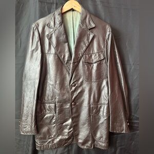 Vtg Leather Jacket Sport Coat 70s Peters Sportswear Hippie 38 Donnie Brasco